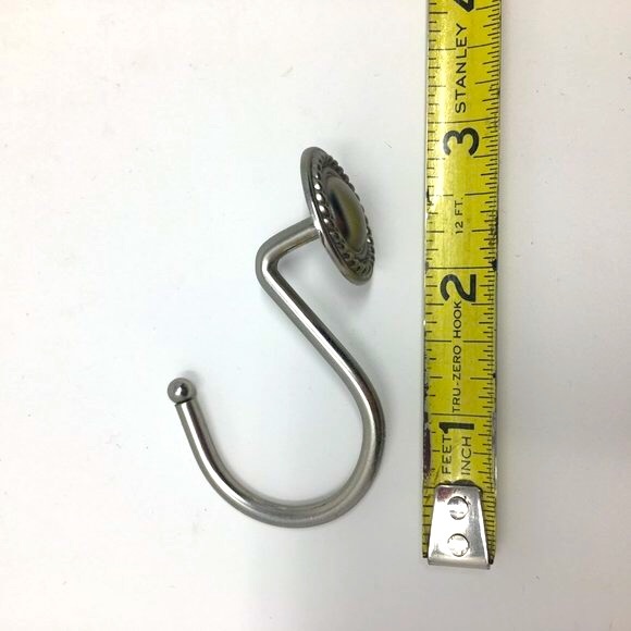 Set of 12 Brushed Nickel Round Medallion Shower Curtain Hooks - Picture 13 of 16